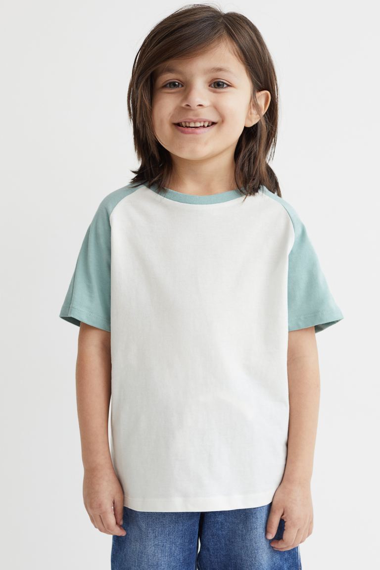 

3 футболки из хлопка в стиле колор-блок H&M, белые/цветные блоки