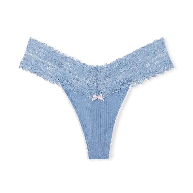 

Трусики-стринги Victoria's Secret Lace Waist Cotton Pointelle, синий
