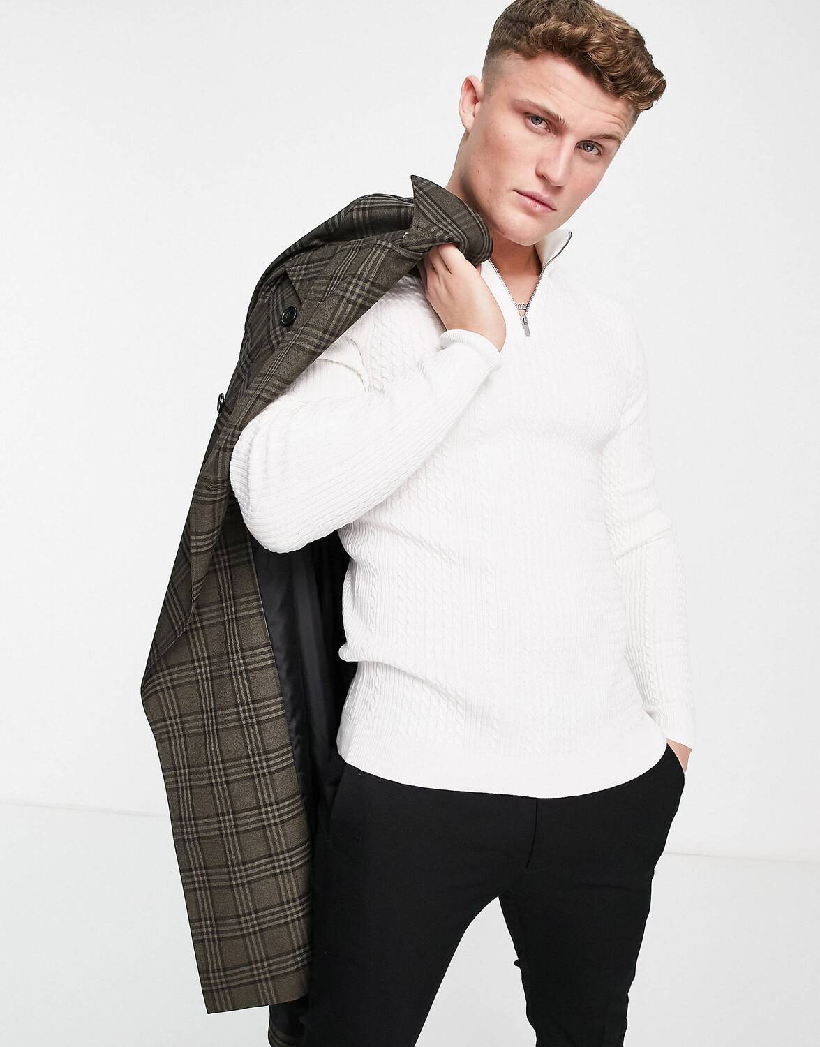 

Белый легкий джемпер с молнией до половины ASOS DESIGN ASOS DESIGN
