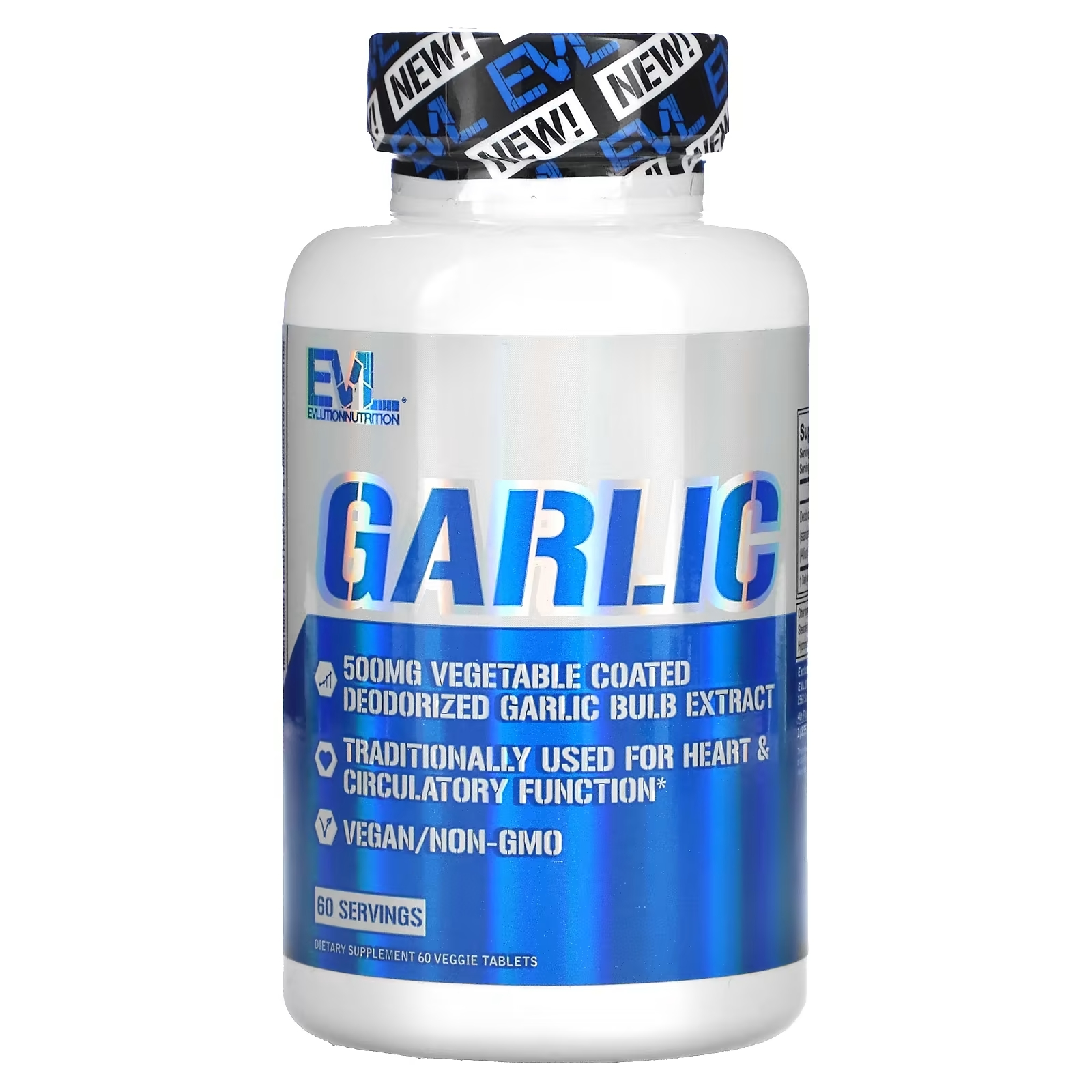 EVLution Nutrition Garlic 500 mg, 60 вегетарианских капсул evlution nutrition leanmode пробиотик 120 вегетарианских капсул