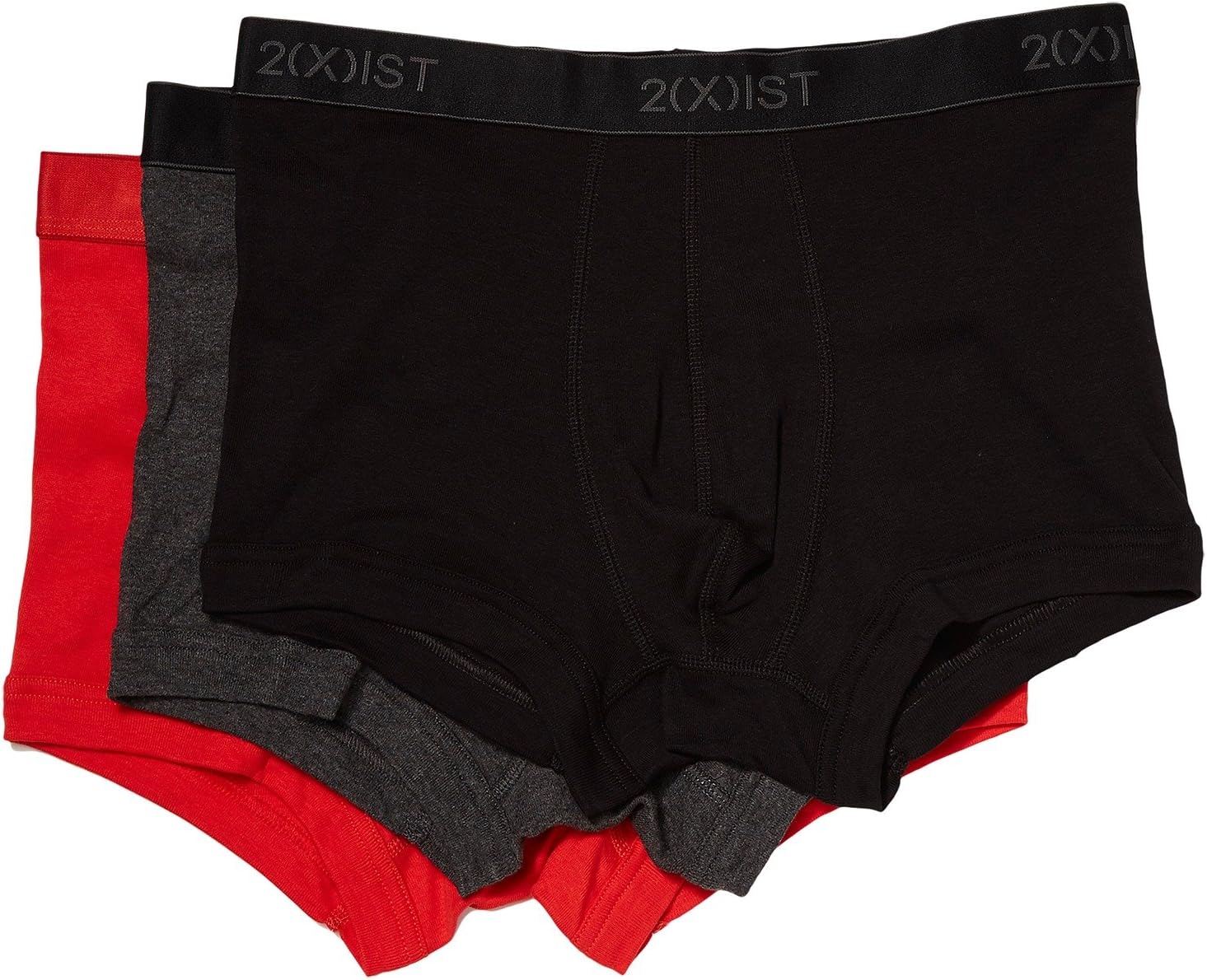 Трусы 3-Pack ESSENTIAL No-Show Trunk 2(X)IST, цвет Black/Charcoal Heather/Red