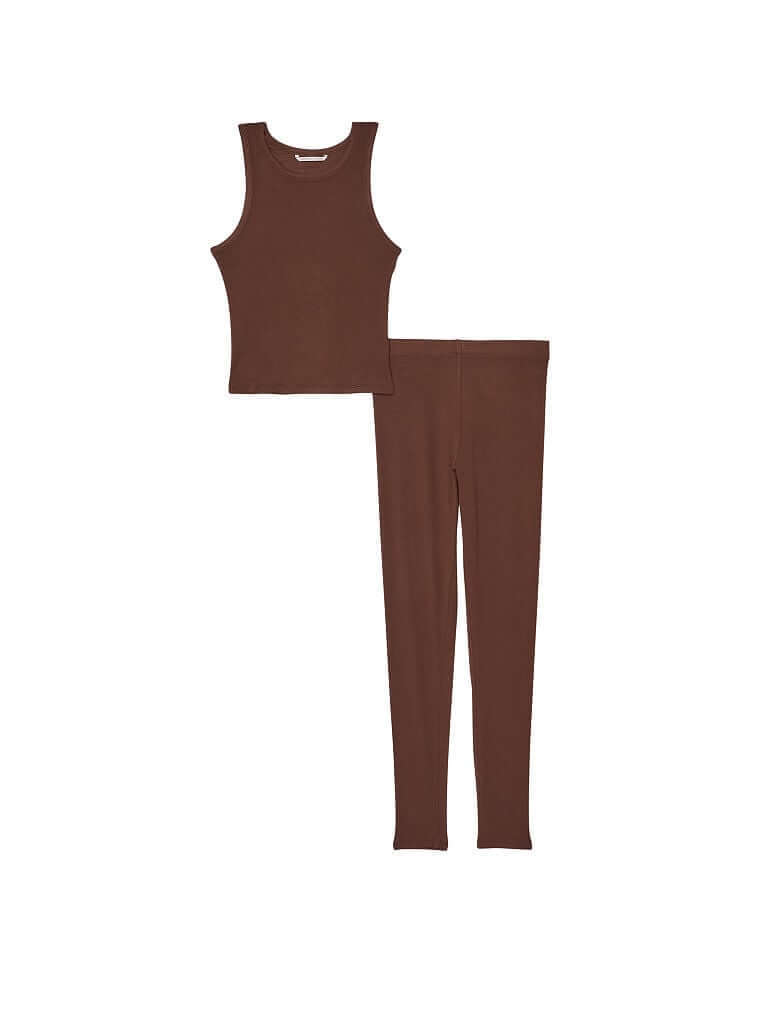 

Топ и леггинсы Victoria's Secret Ribbed, темно-коричневый
