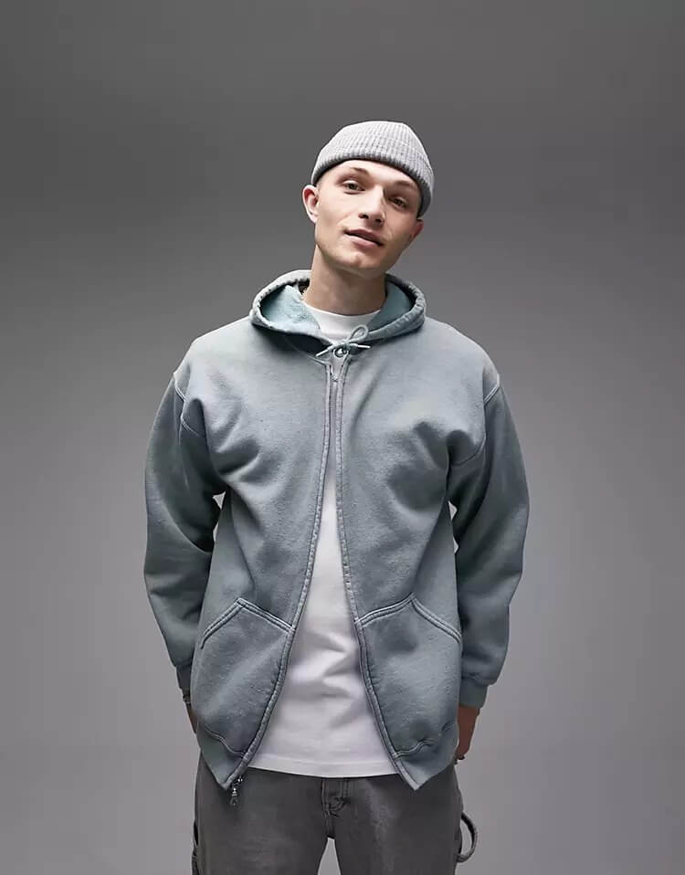 

Толстовка Topman Oversized Full Zip, светло-зеленый