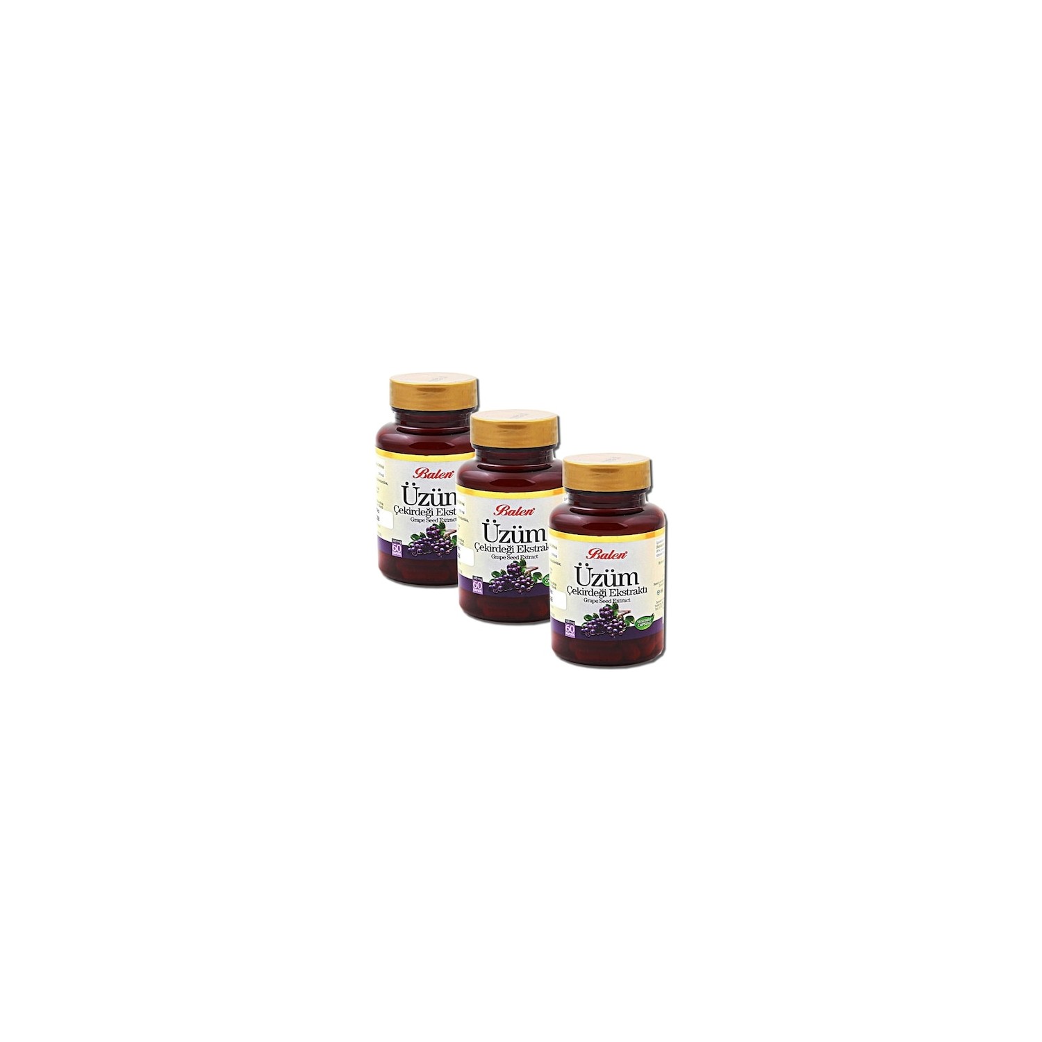 Экстракт виноградных косточек Balen 300 мг, 3 упаковки п 60 капсул gnc herbal plus экстракт виноградных косточек 300 мг 100 капсул