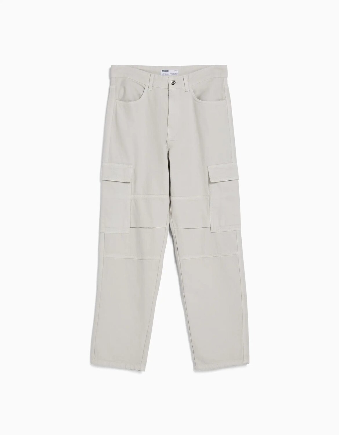 

Джинсы Bershka Wide-leg Cargo, светло-серый
