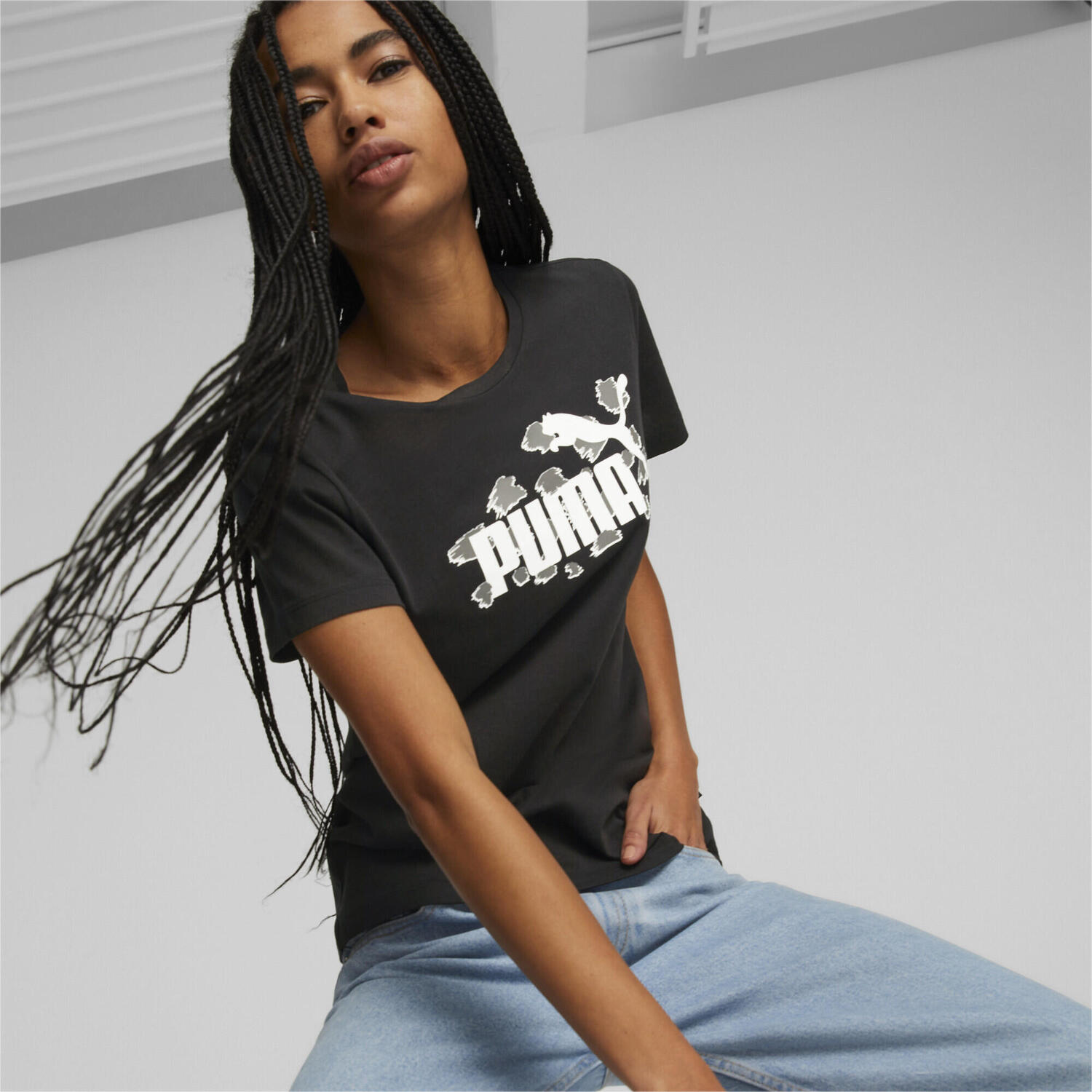 

Женская футболка Essentials+ с изображением животных PUMA, черный