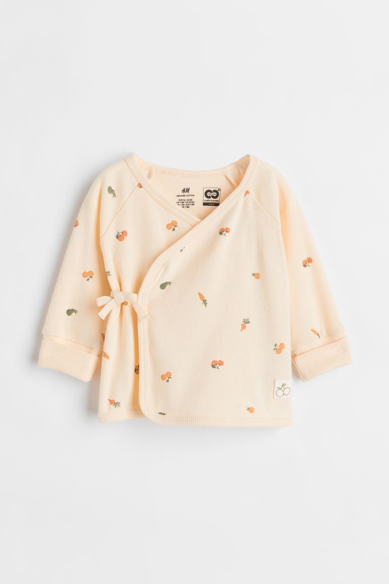 

Топ с запахом и закатанными манжетами H&M, светло-желтого