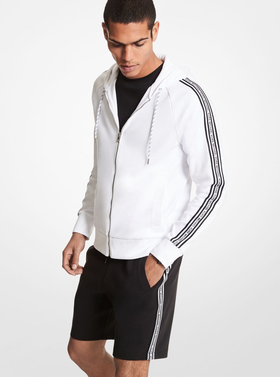 

Толстовка на молнии Michael Kors Mens Logo Tape Cotton Blend, белый