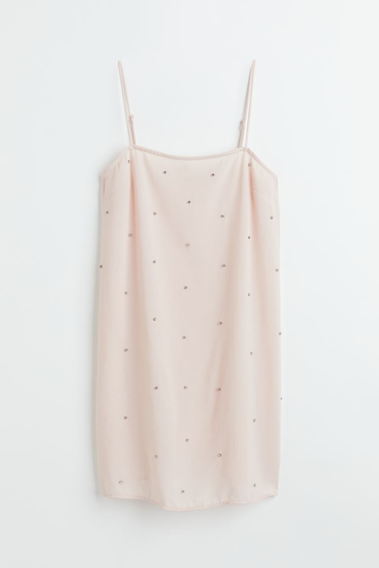 

Платье без бретелек с аппликациями H&M, светло-розовый