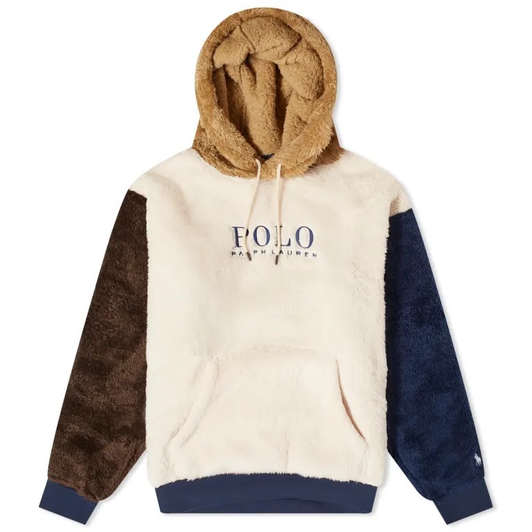 Толстовка Polo Ralph Lauren High Pile Fleece, бежевый/коричневый/синий толстовка с капюшоном из искусственного меха 18 лет 180 см черный