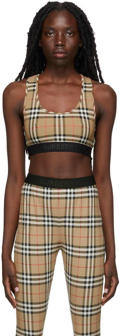 

Бежевый спортивный бюстгальтер в винтажную клетку Burberry