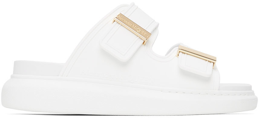 

Белые резиновые гибридные шлепанцы Alexander McQueen