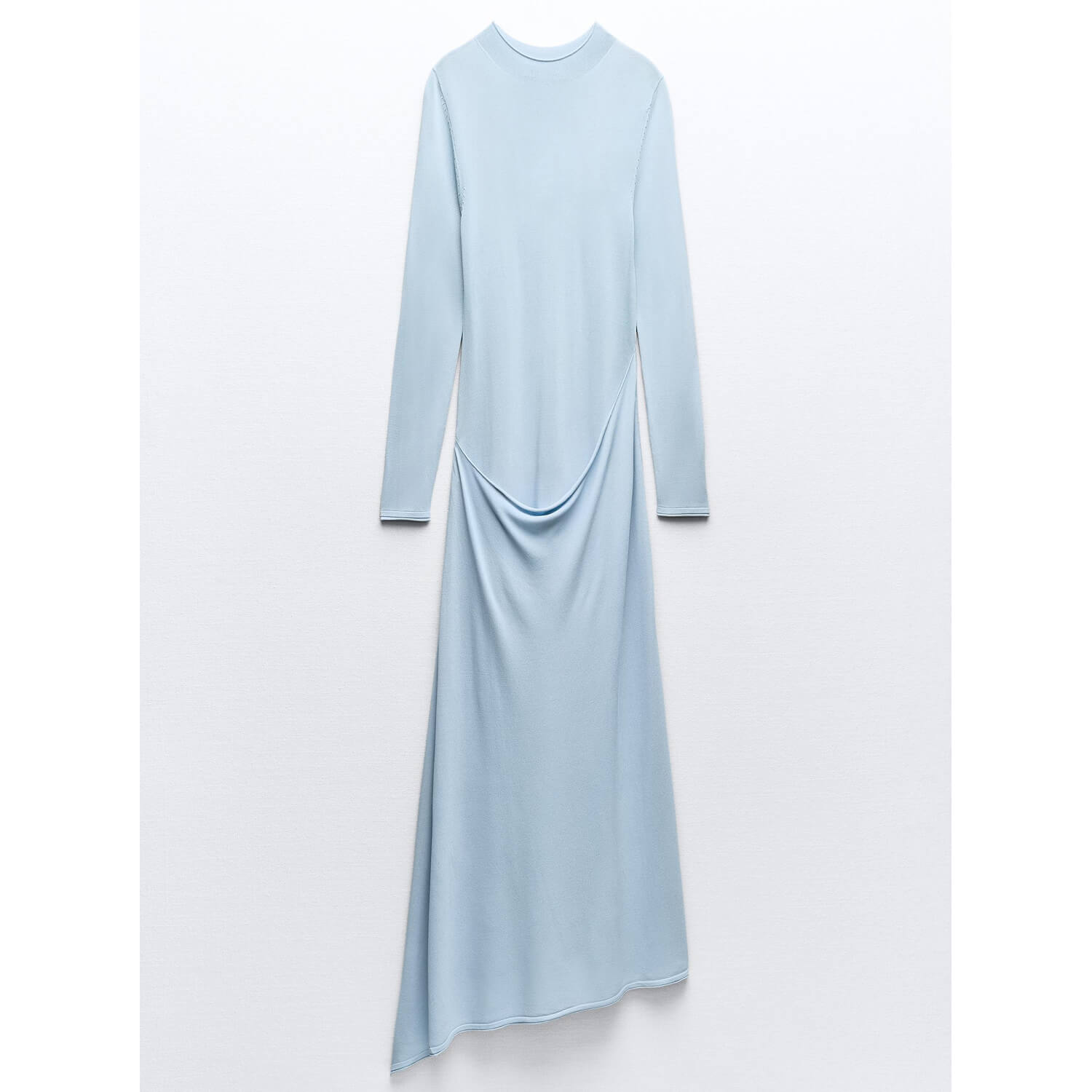 Платье Zara Long Plain Knit Wrap, синий платье zara plain knit fitted midi зеленый