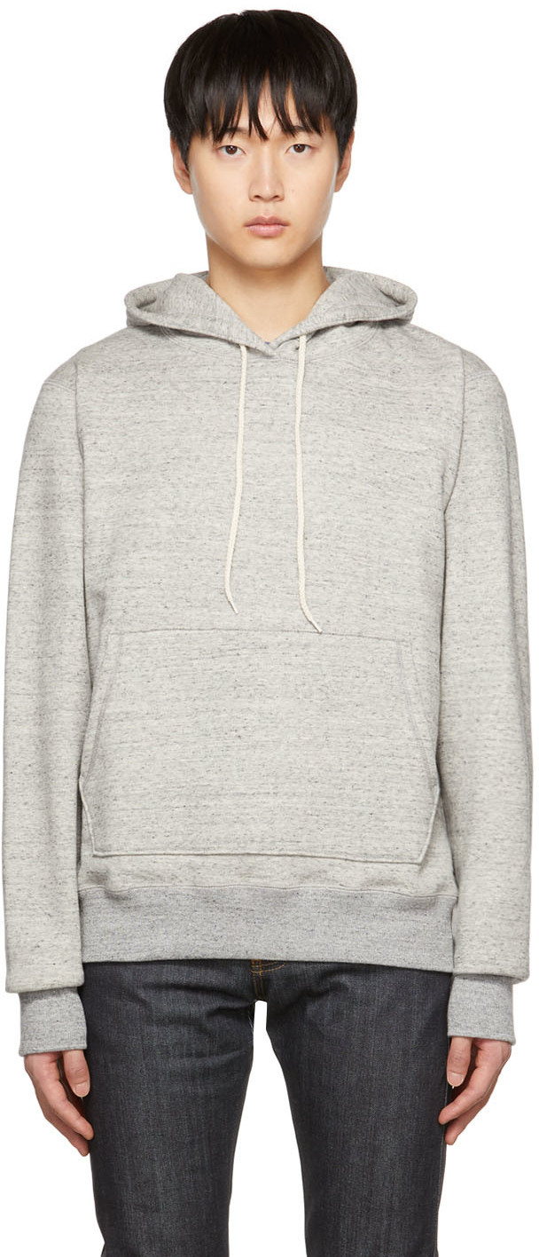 

Худи из хлопка серого цвета Naked & Famous Denim, Серый