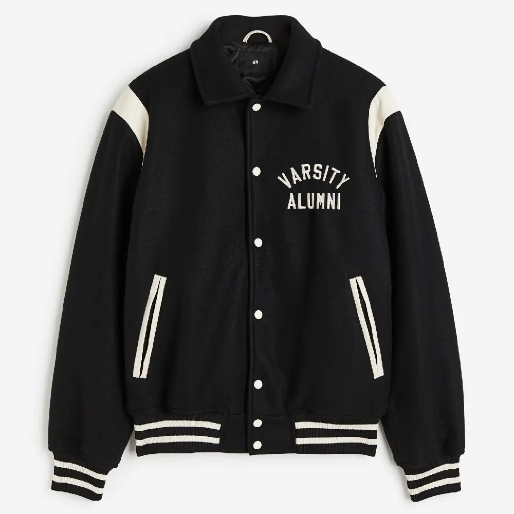 

Куртка H&M Loose Fit Varsity Varsity Alumni, черный