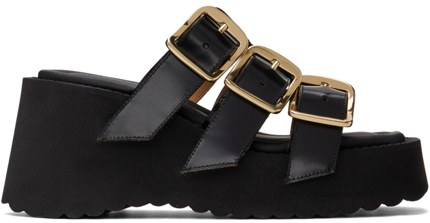 

Черные босоножки на танкетке с пряжкой MM6 Maison Margiela