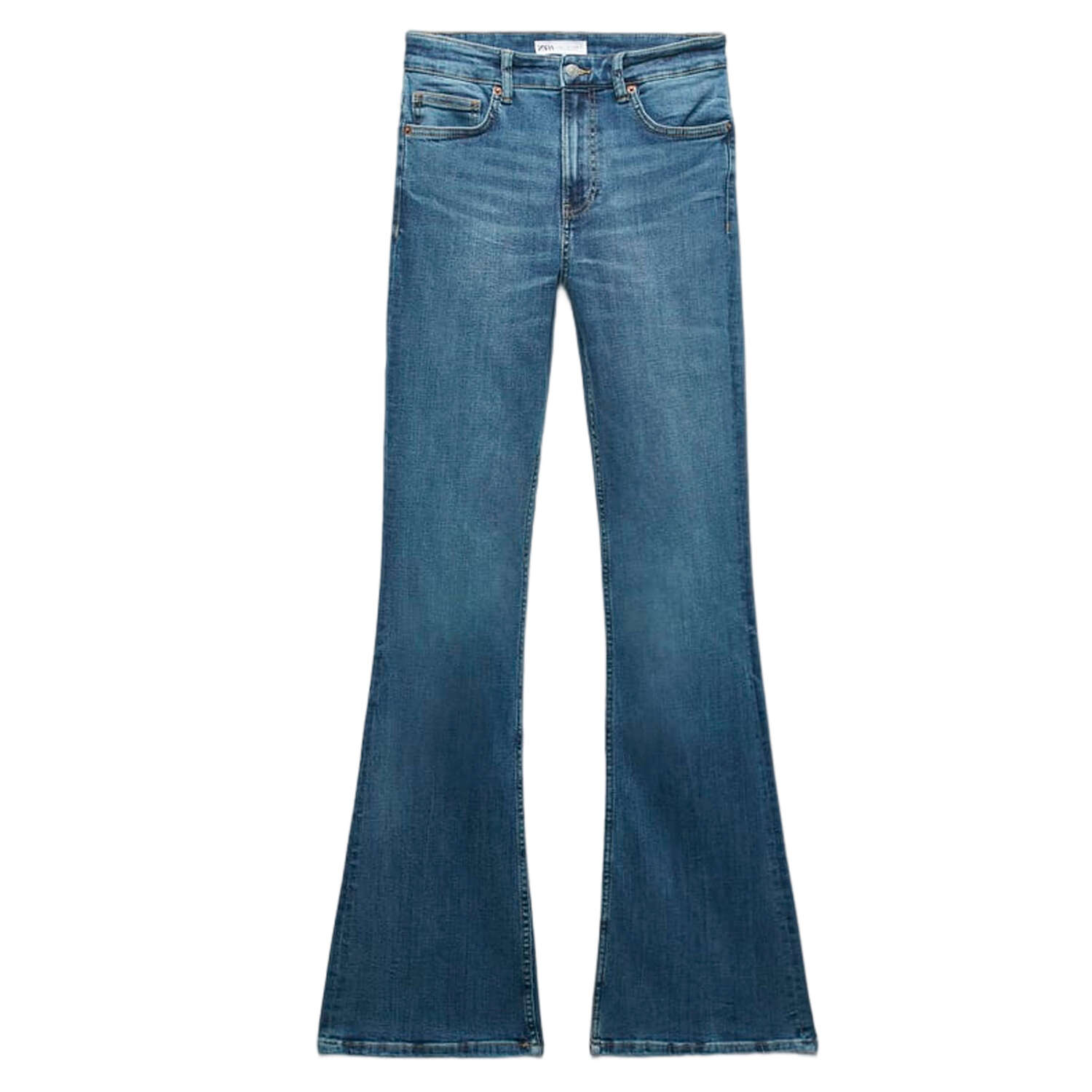 

Джинсы женские расклешенные Zara Mid-Rise TRF, темно-синий