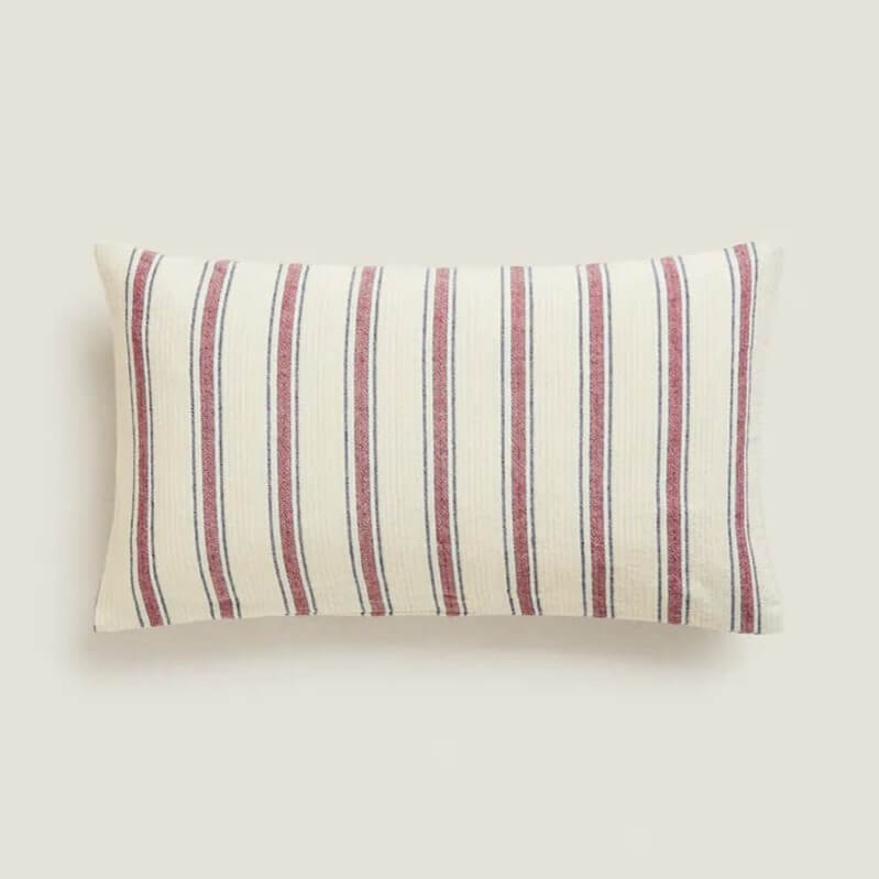 

Чехол на подушку Zara Home Striped, белый/красный