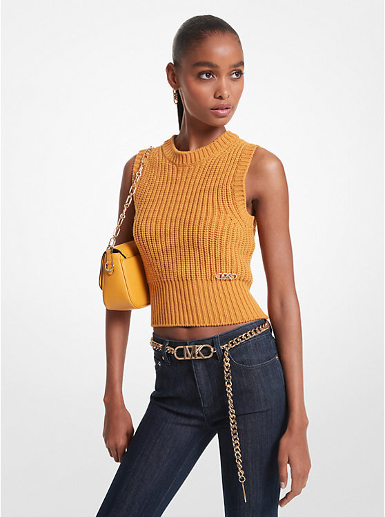 

Топ Michael Michael Kors Sleeveless Merino Wool Blend, темно-желтый