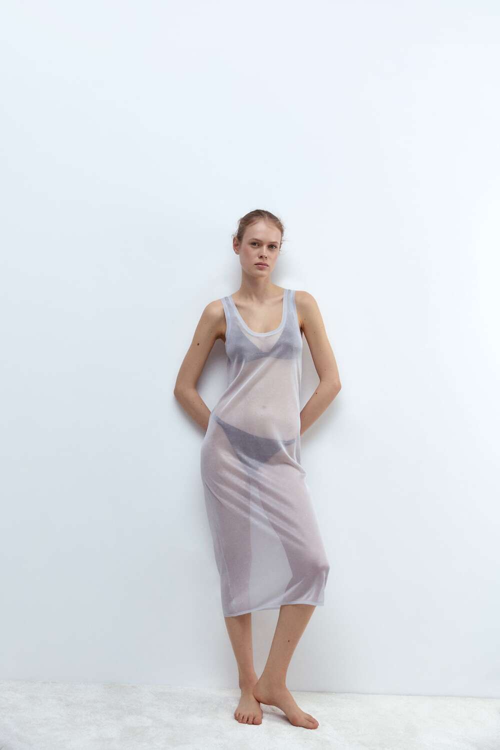 

Полупрозрачное платье ZARA, серебряный