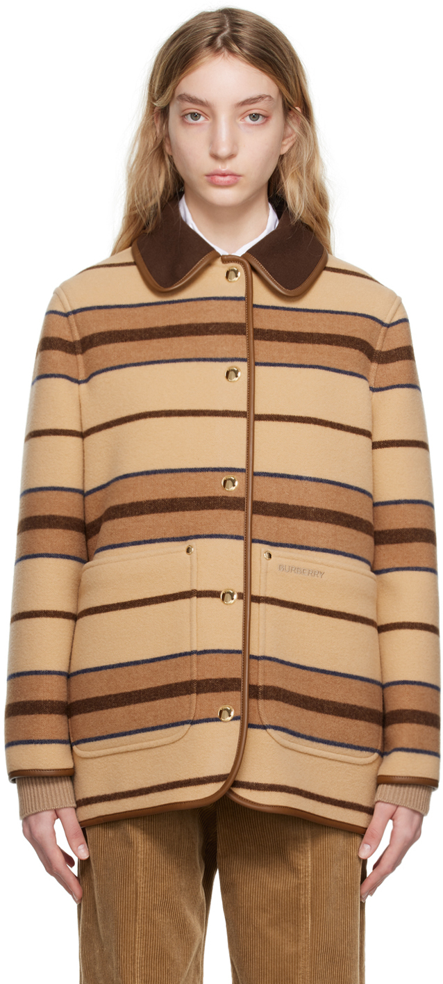 

Светло-коричневая полосатая куртка Burberry, Коричневый