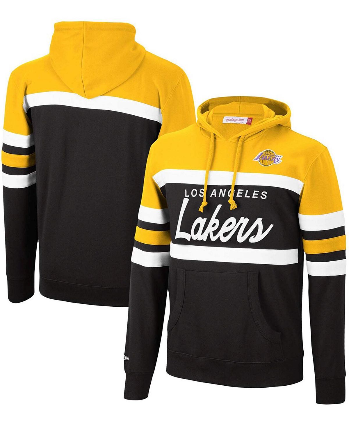 

Мужская золотисто-черная толстовка с капюшоном los angeles lakers head coach pullover Mitchell & Ness, мульти