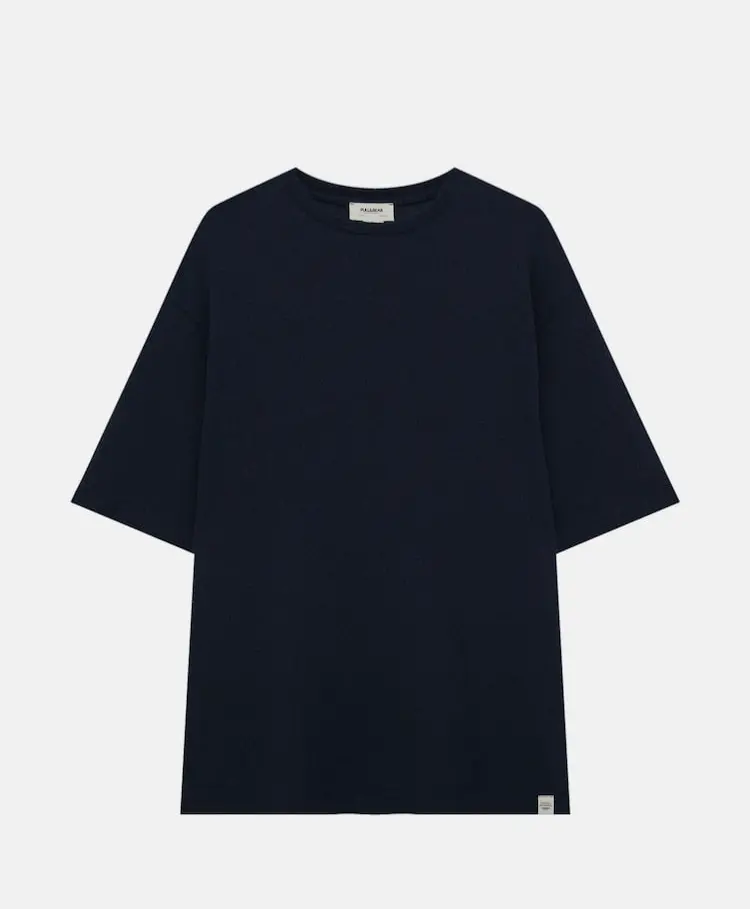 

Футболка Pull&Bear Textured Short Sleeve Knit, темно-синий