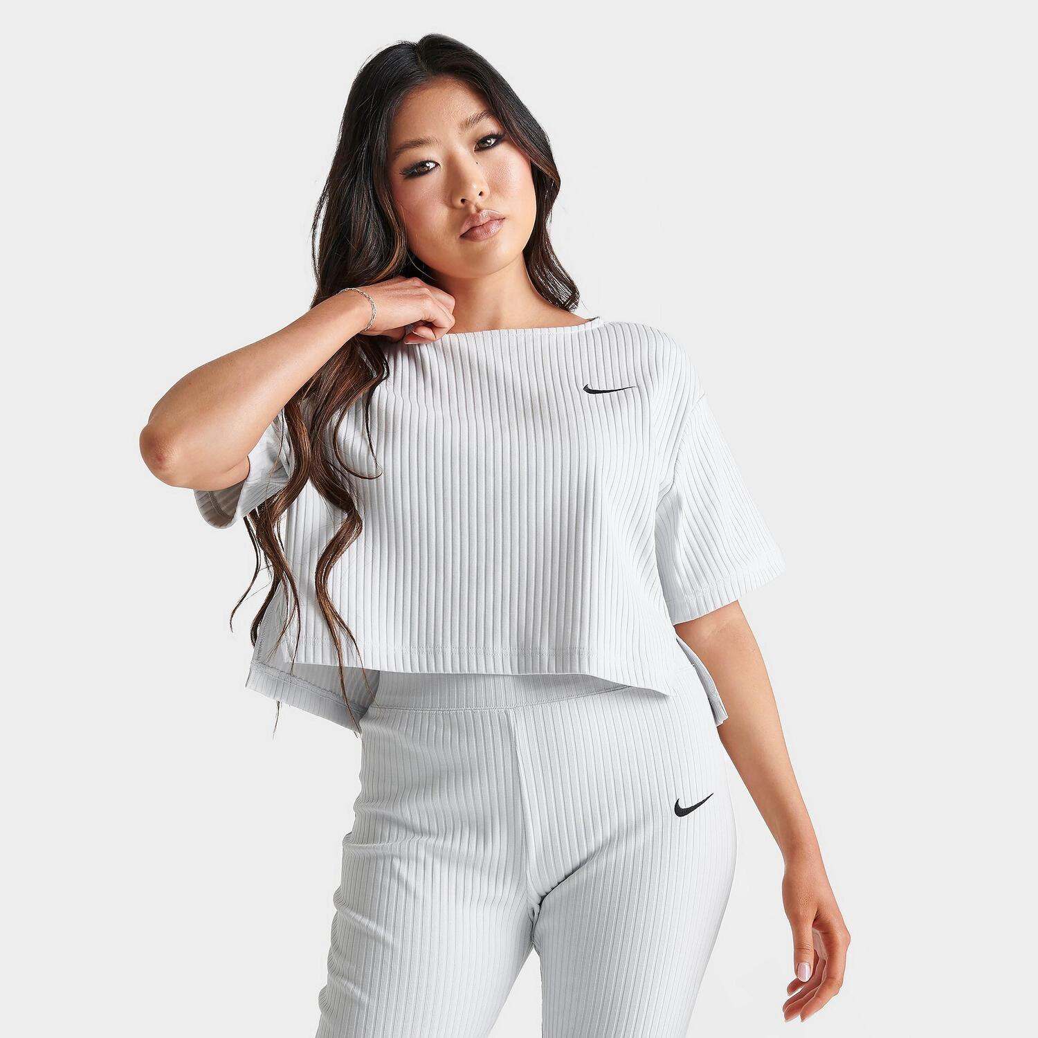 

Женская футболка Nike в рубчик из джерси с короткими рукавами, белый