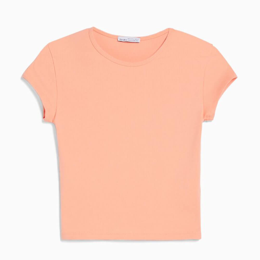 

Футболка Bershka Ribbed, оранжевый