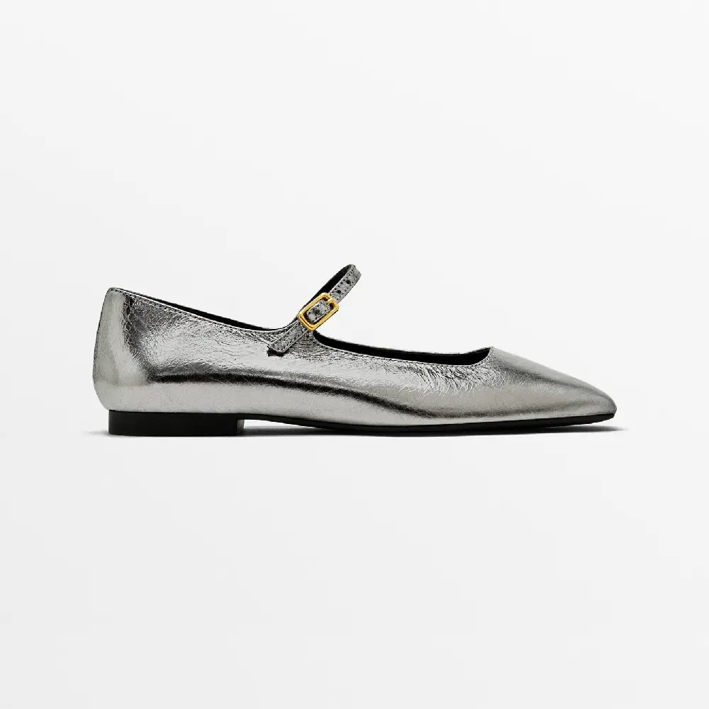 

Балетки Massimo Dutti Flats With Buckle, серебристый