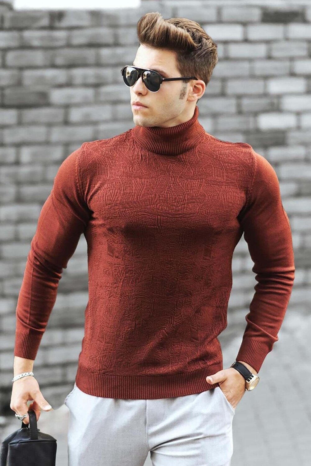 

Свитер с узором Tile Turtleneck Front 4657 MADMEXT