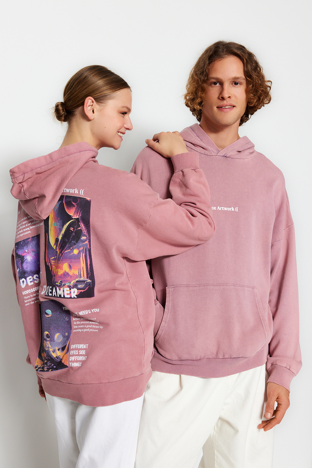

Толстовка - Розовый - Oversize Trendyol, розовый