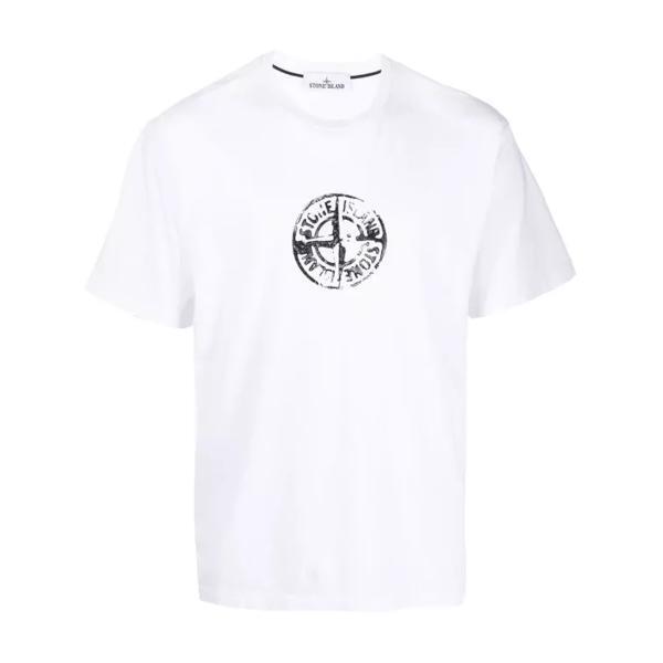 

Футболка logo-print at the chest cotton t-shirt Stone Island, белый