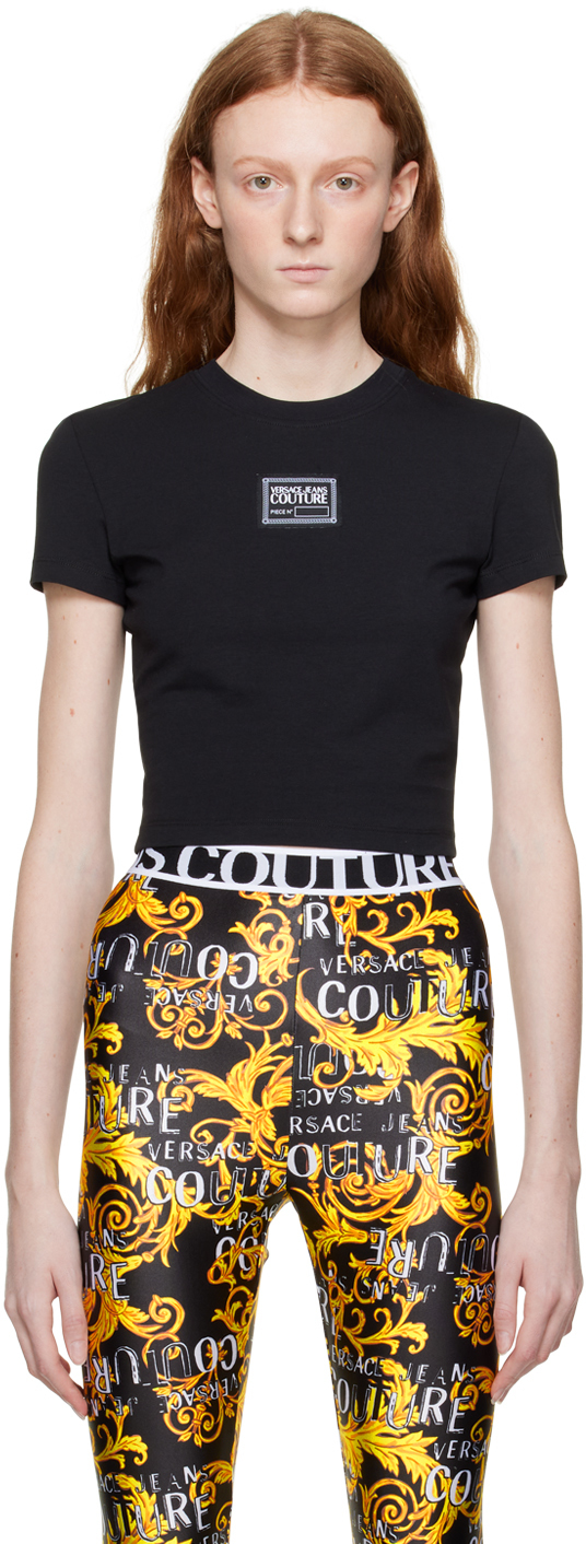 

Черная футболка с круглым вырезом Versace Jeans Couture, Черный