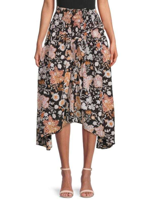

Асимметричная юбка с присборенной талией Saks Fifth Avenue Botanical