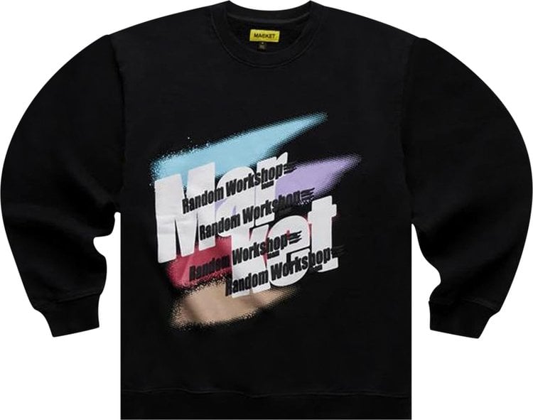 Толстовка Market Random Workshop Splatter Crewneck Sweatshirt 'Charcoal', черный - фото