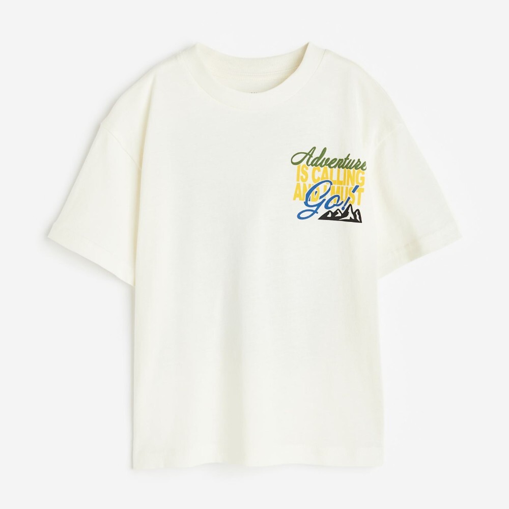 

Футболка H&M Kids Oversized Jersey Adventure, белый