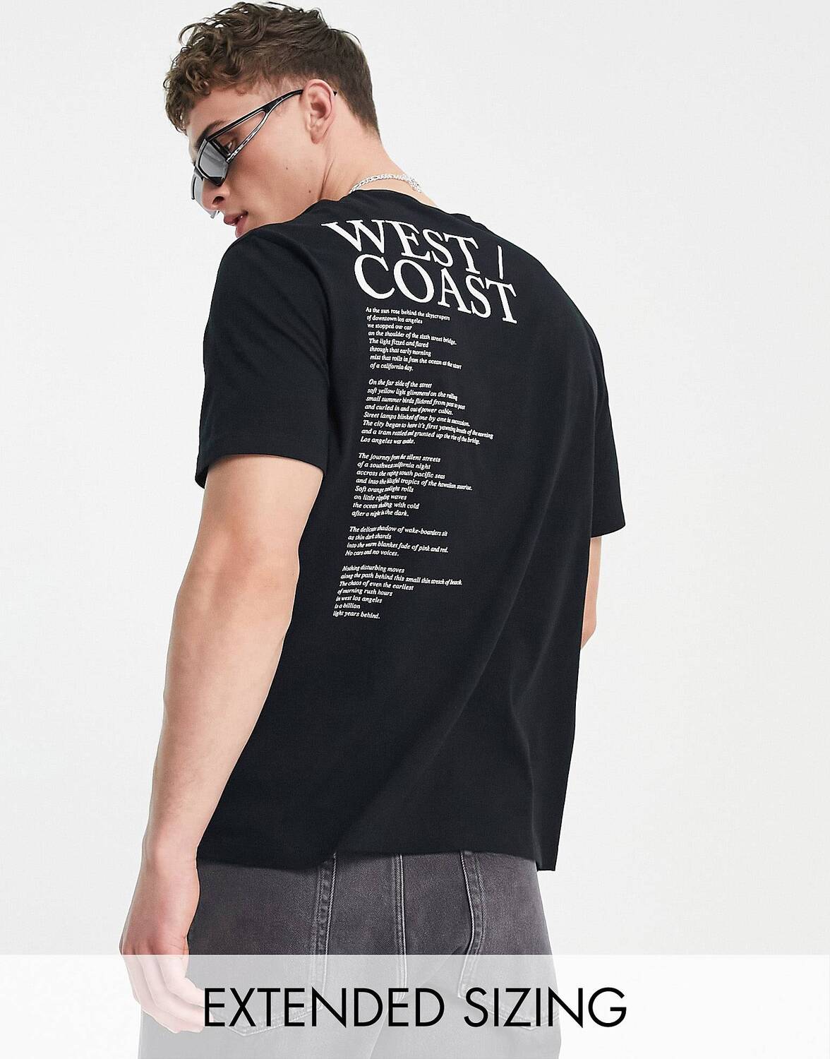 

Черная непринужденная футболка с текстовым принтом спереди и сзади ASOS DESIGN