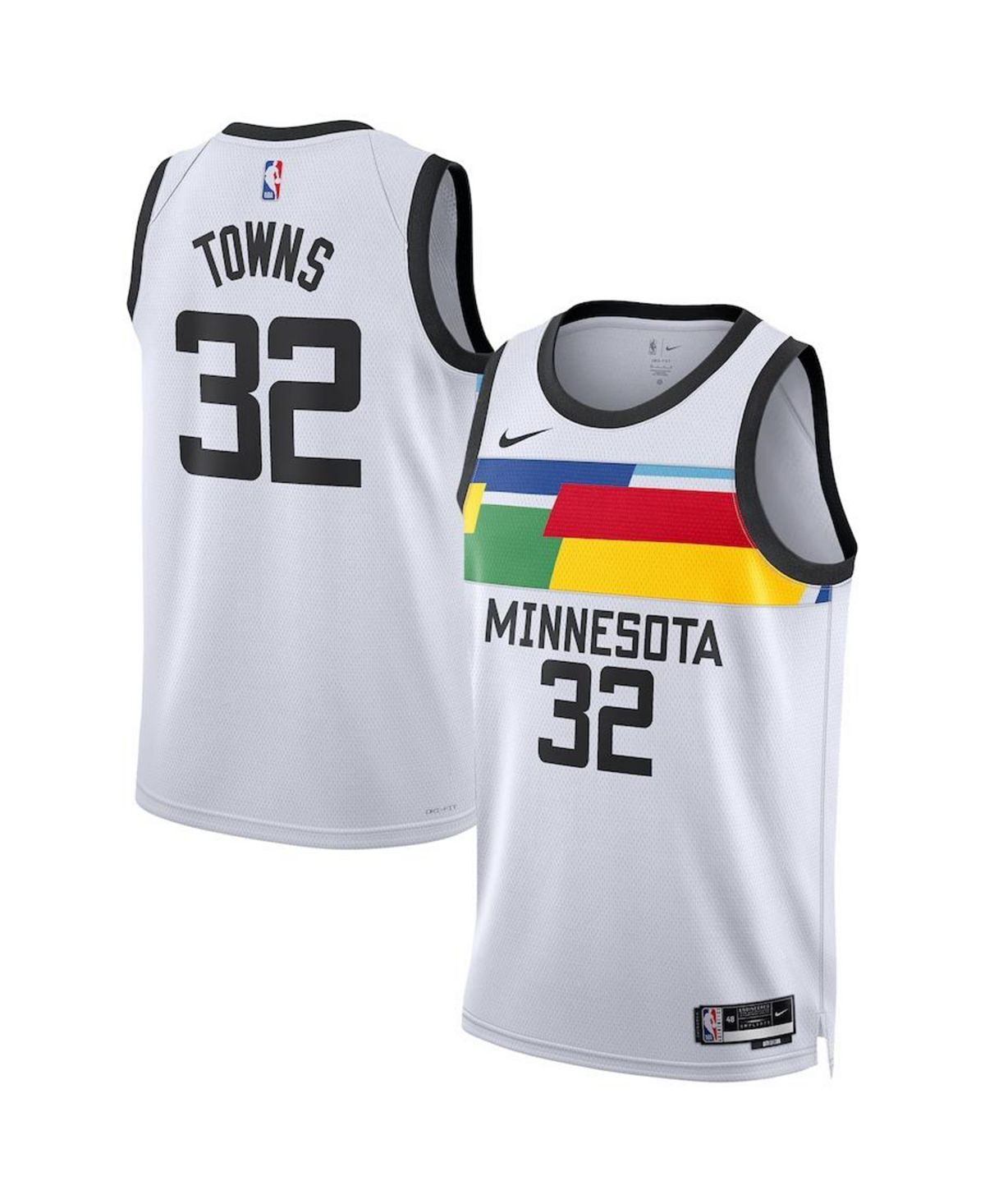 

Мужская и женская футболка karl-anthony towns white minnesota timberwolves 2022/23 city edition swingman jersey Nike, белый