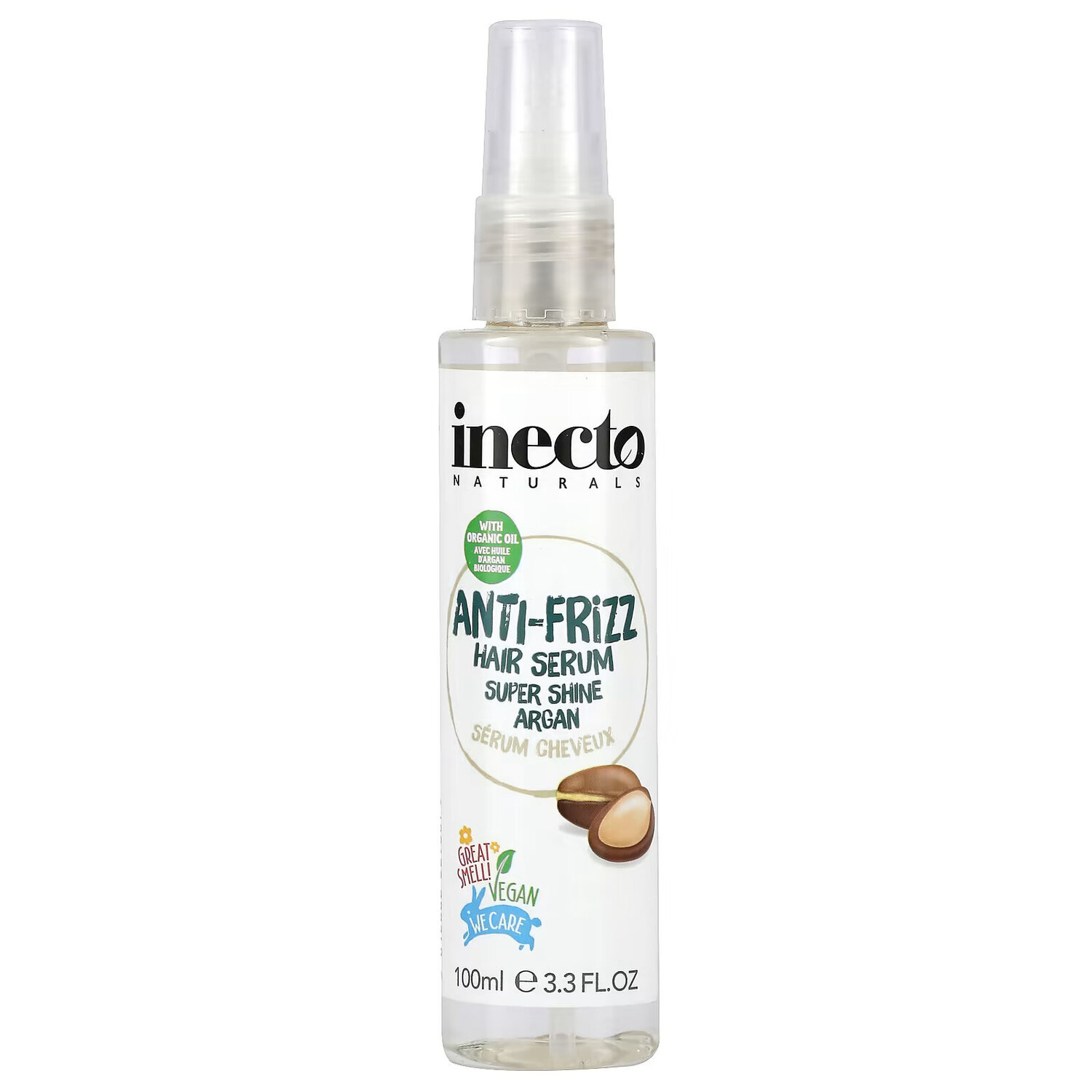 

Inecto, Сыворотка для волос Anti-Frizz, Super Shine Argan, 3,3 жидких унции (100 мл)