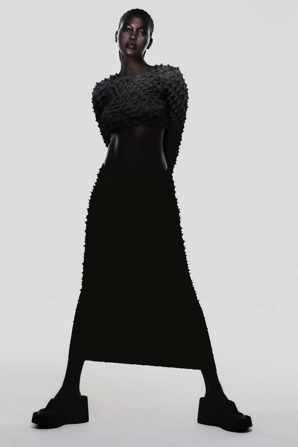 

Юбка с приборками с приборками ZARA, темно-серый