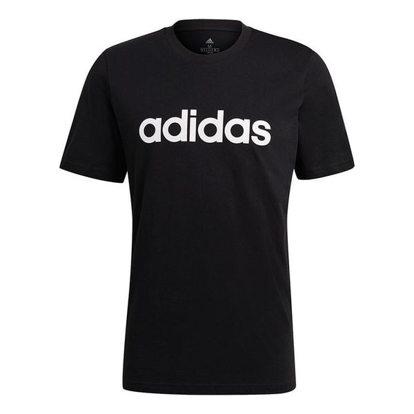 футболка adidas stripe logo sports training round neck short sleeve blue t shirt синий Футболка Adidas M Lin Sj T Training Sports Printing Logo Round Neck Short Sleeve Black, Черный