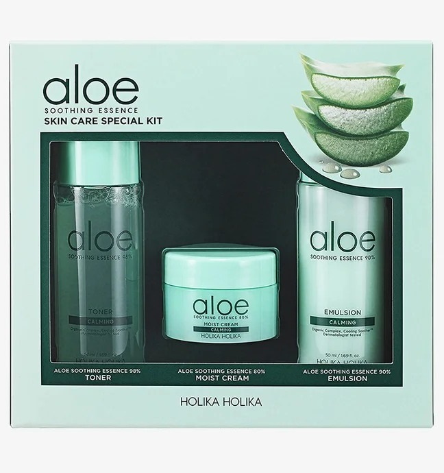 

Набор уходовой косметики Holika Holika Aloe Soothing Essence, 150 ml, 3 предмета
