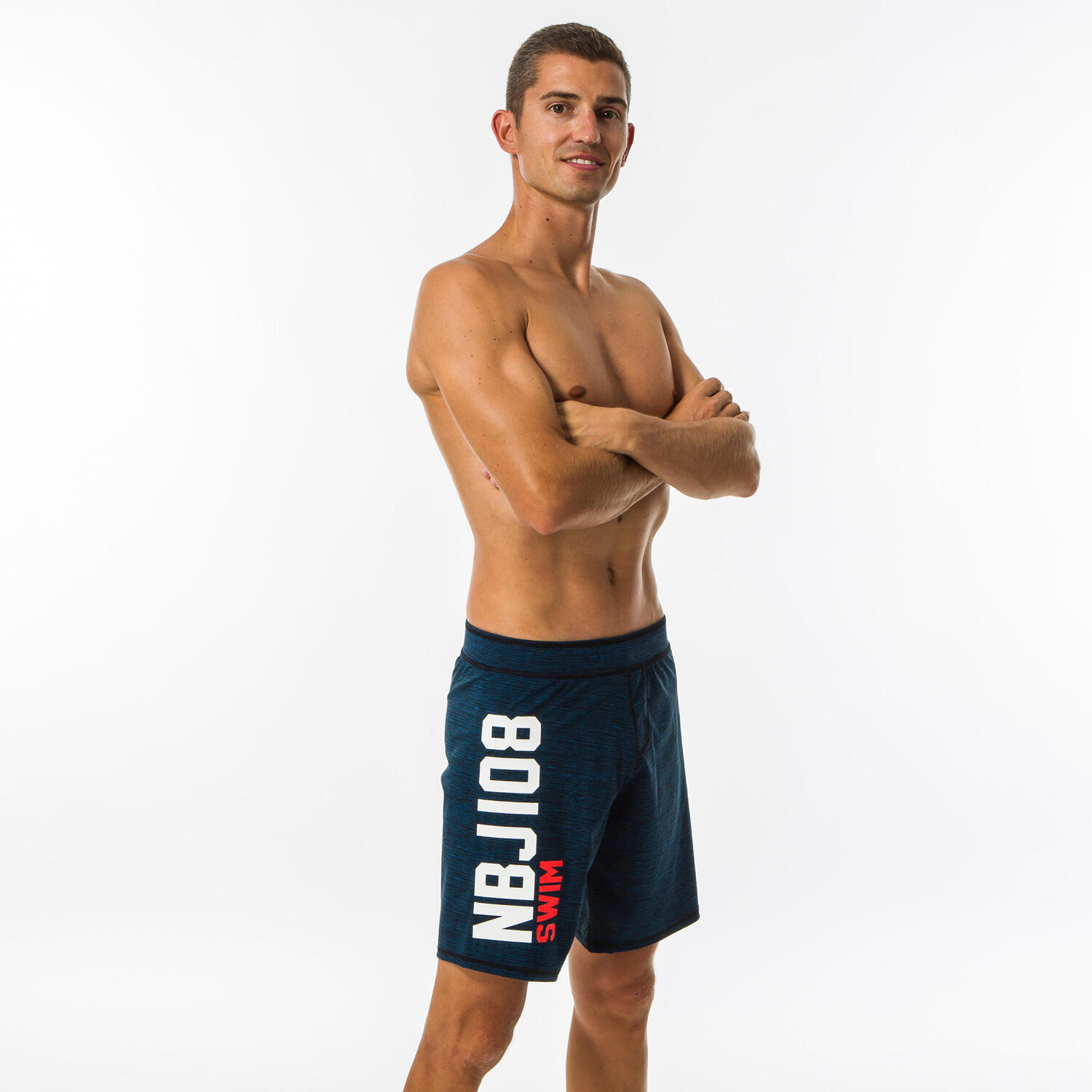 

Плавки-шорты мужские черные swimshort 100 long all palm Nabaiji