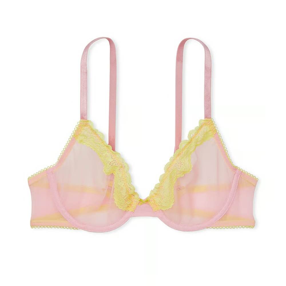 

Бюстгальтер Victoria's Secret Fun & Flirty Unlined Demi, розовый/желтый