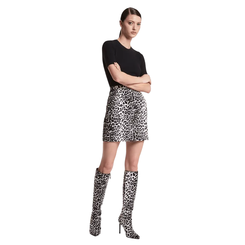 

Юбка Michael Kors Leopard Print Calf Hair, черный/белый