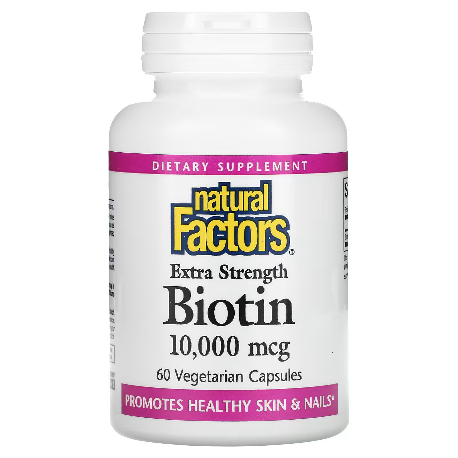 Natural Factors, Биотин повышенной силы действия, 10 000 мкг, 60 вегетарианских капсул цена и фото