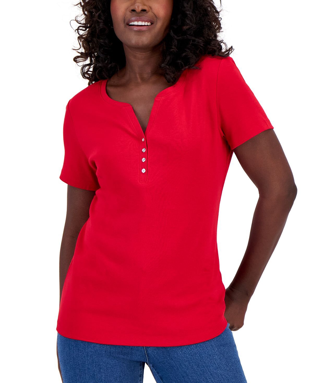 

Топ henley с короткими рукавами, созданный для macy's Karen Scott, мульти