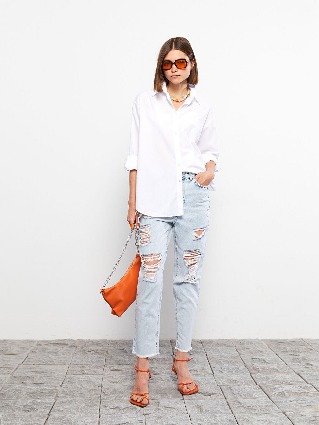 

Рваные женские джинсы Rodeo с высокой талией Mom Fit и деталями LCW Jeans