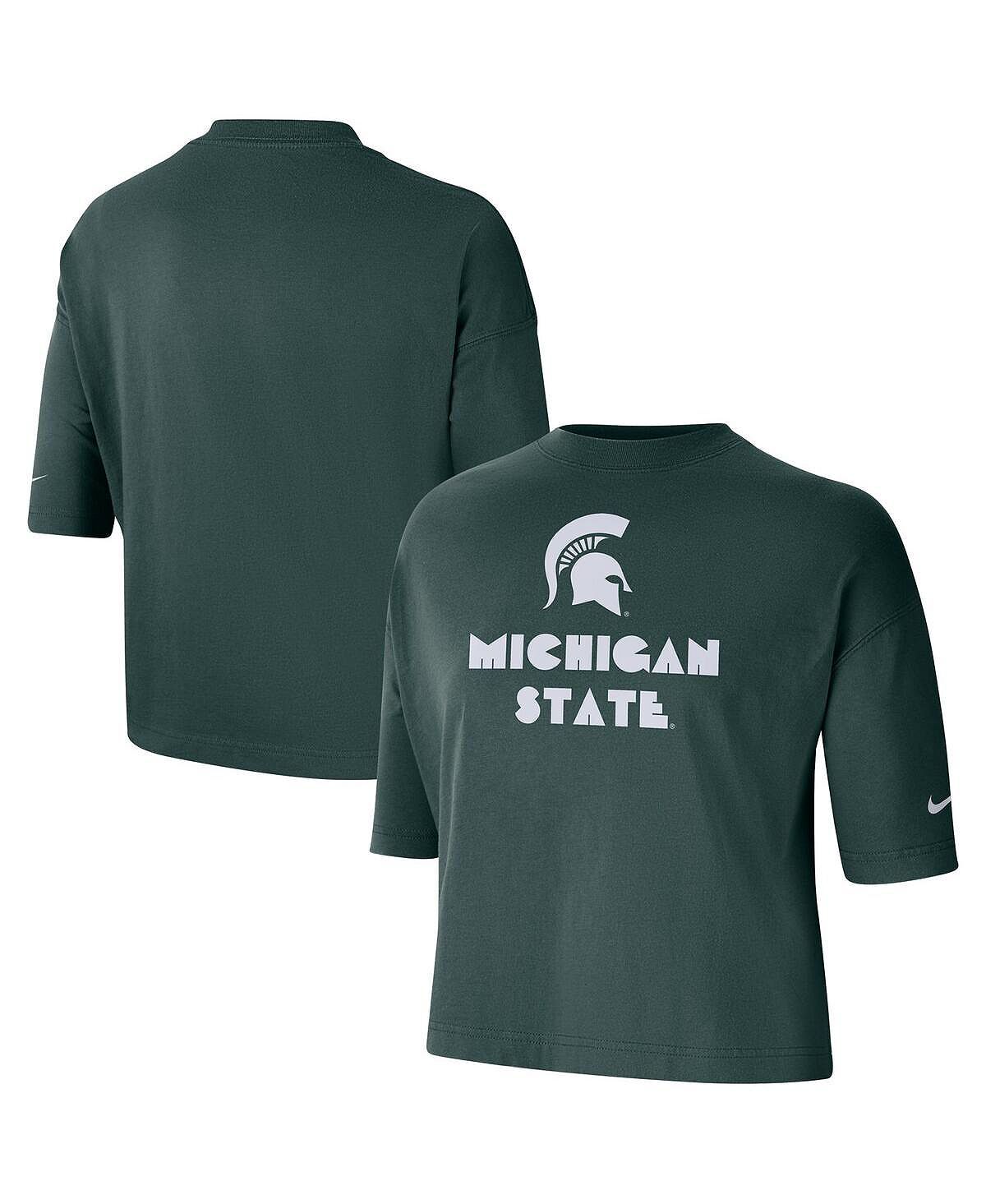 

Женская зеленая футболка michigan state spartans crop performance Nike, зеленый